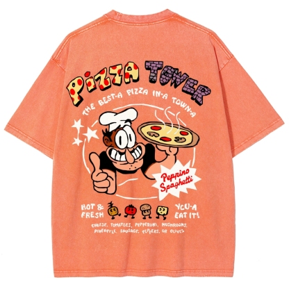 Pizza Tower Unisex Fit Washed T-Shirt 2603003028
