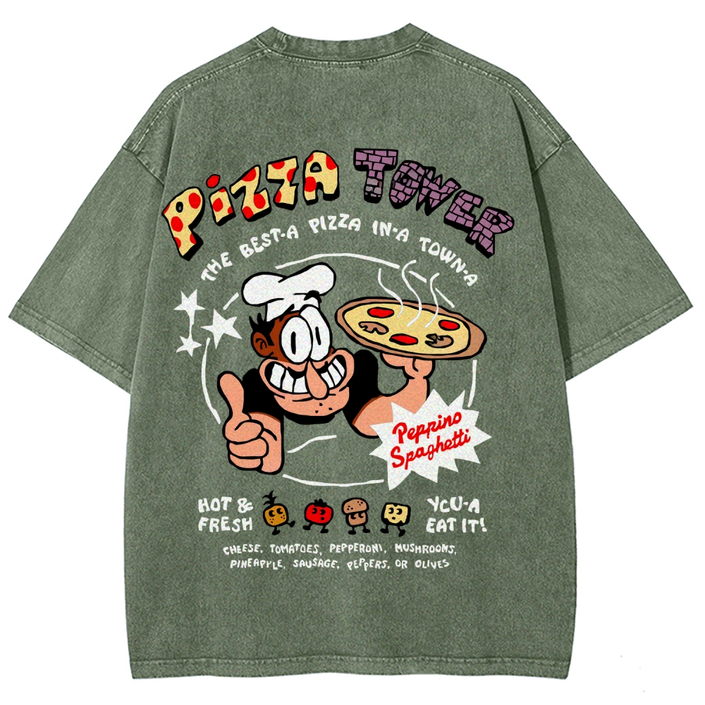 Pizza Tower Unisex Fit Washed T-Shirt 2603003028