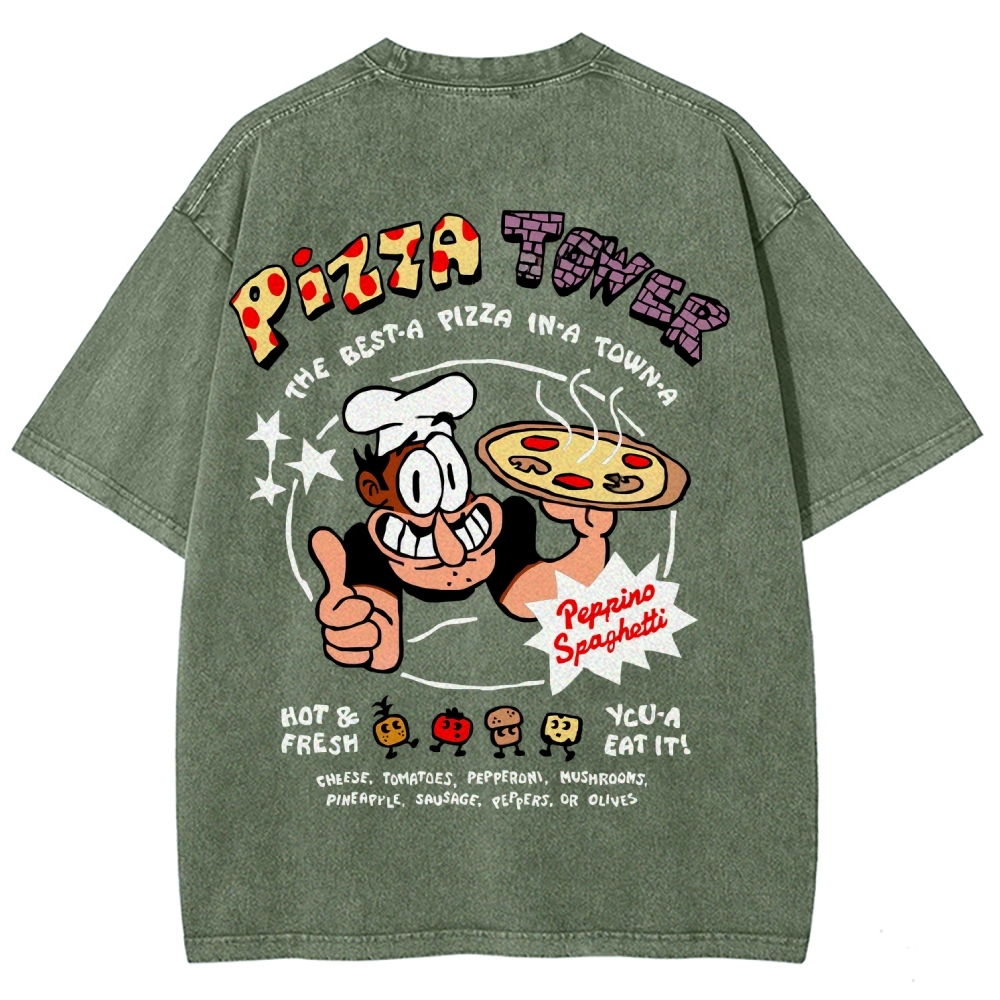 Pizza Tower Unisex Fit Washed T-Shirt 2603003028