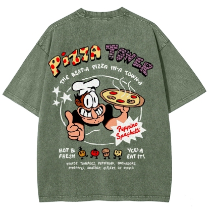 Pizza Tower Unisex Fit Washed T-Shirt 2603003028