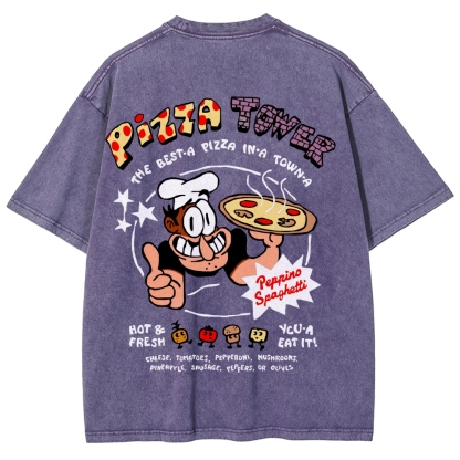 Pizza Tower Unisex Fit Washed T-Shirt 2603003028