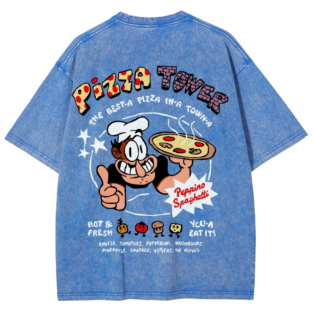 Pizza Tower Unisex Fit Washed T-Shirt 2603003028