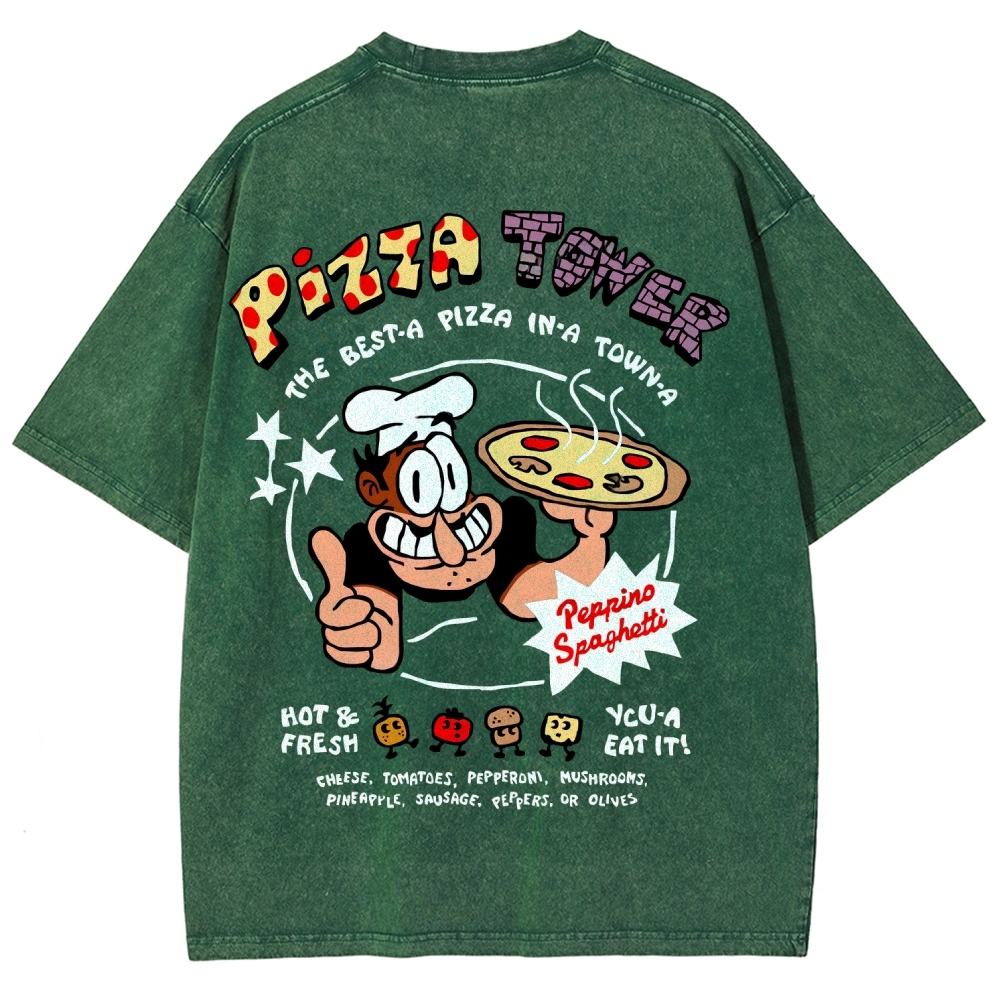 Pizza Tower Unisex Fit Washed T-Shirt 2603003028