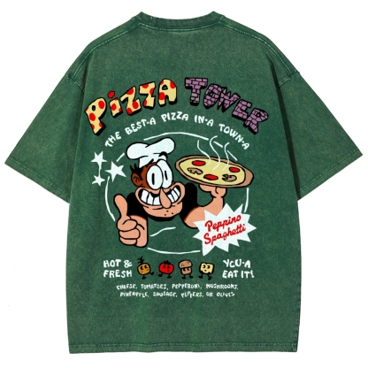 Pizza Tower Unisex Fit Washed T-Shirt 2603003028