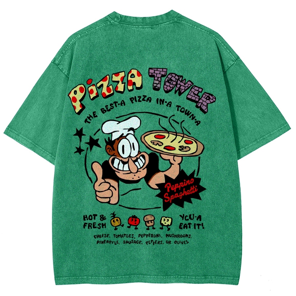 Pizza Tower Unisex Fit Washed T-Shirt 2603003028