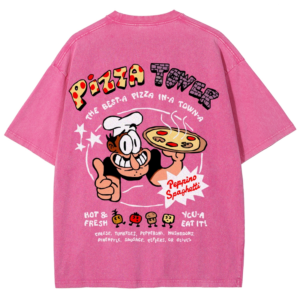 Pizza Tower Unisex Fit Washed T-Shirt 2603003028