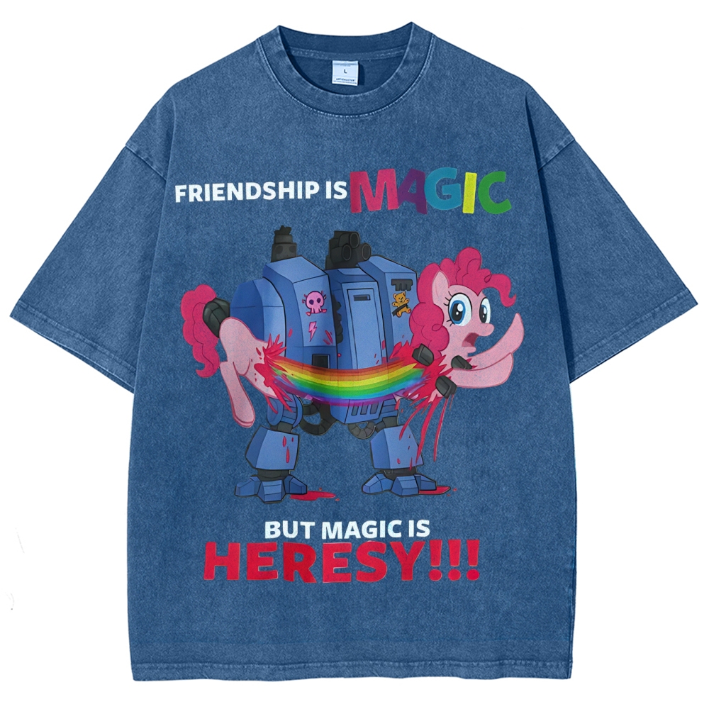 Warhammer 40K & My Little Pony Unisex Fit Washed T-Shirt 2603003572