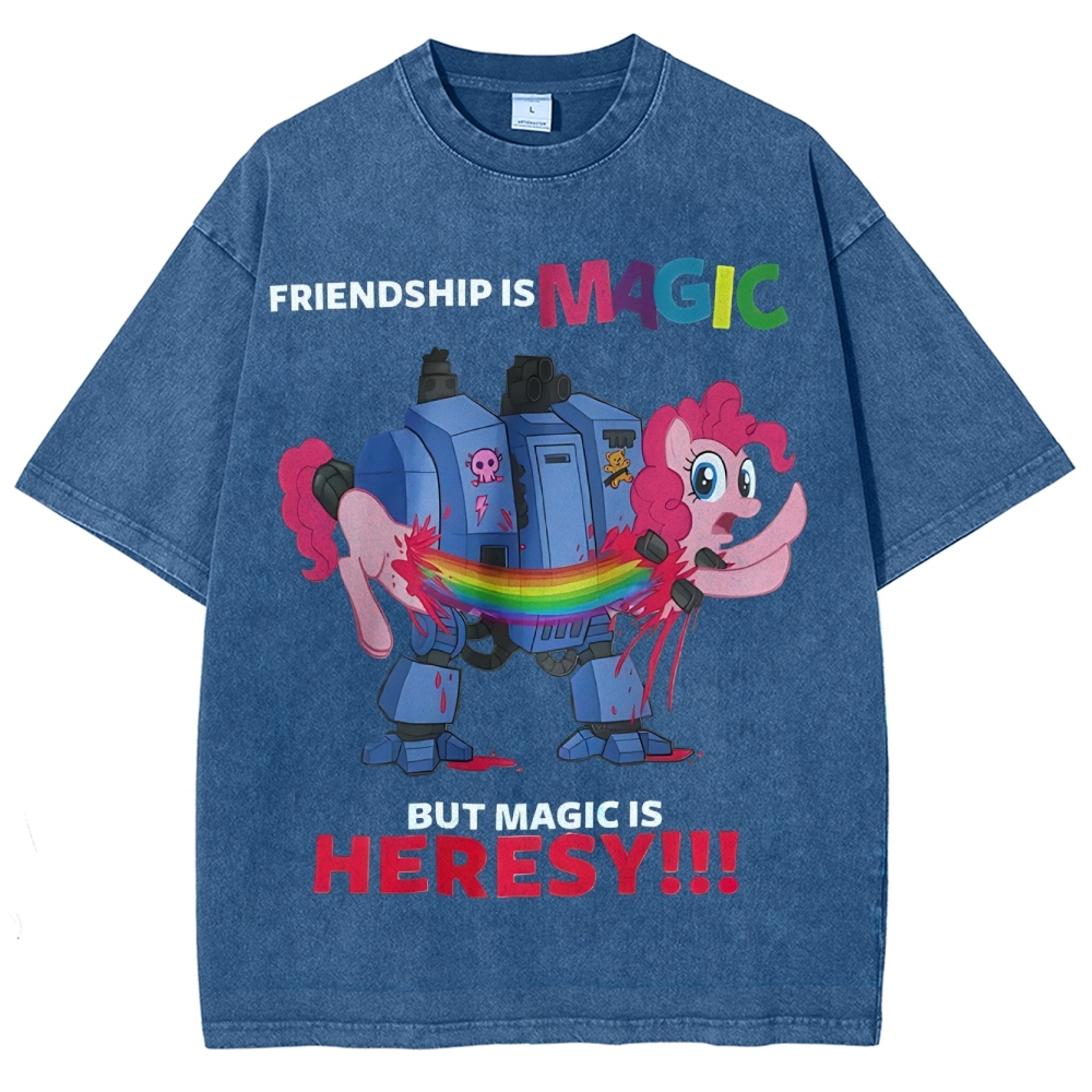Warhammer 40K & My Little Pony Unisex Fit Washed T-Shirt 2603003572