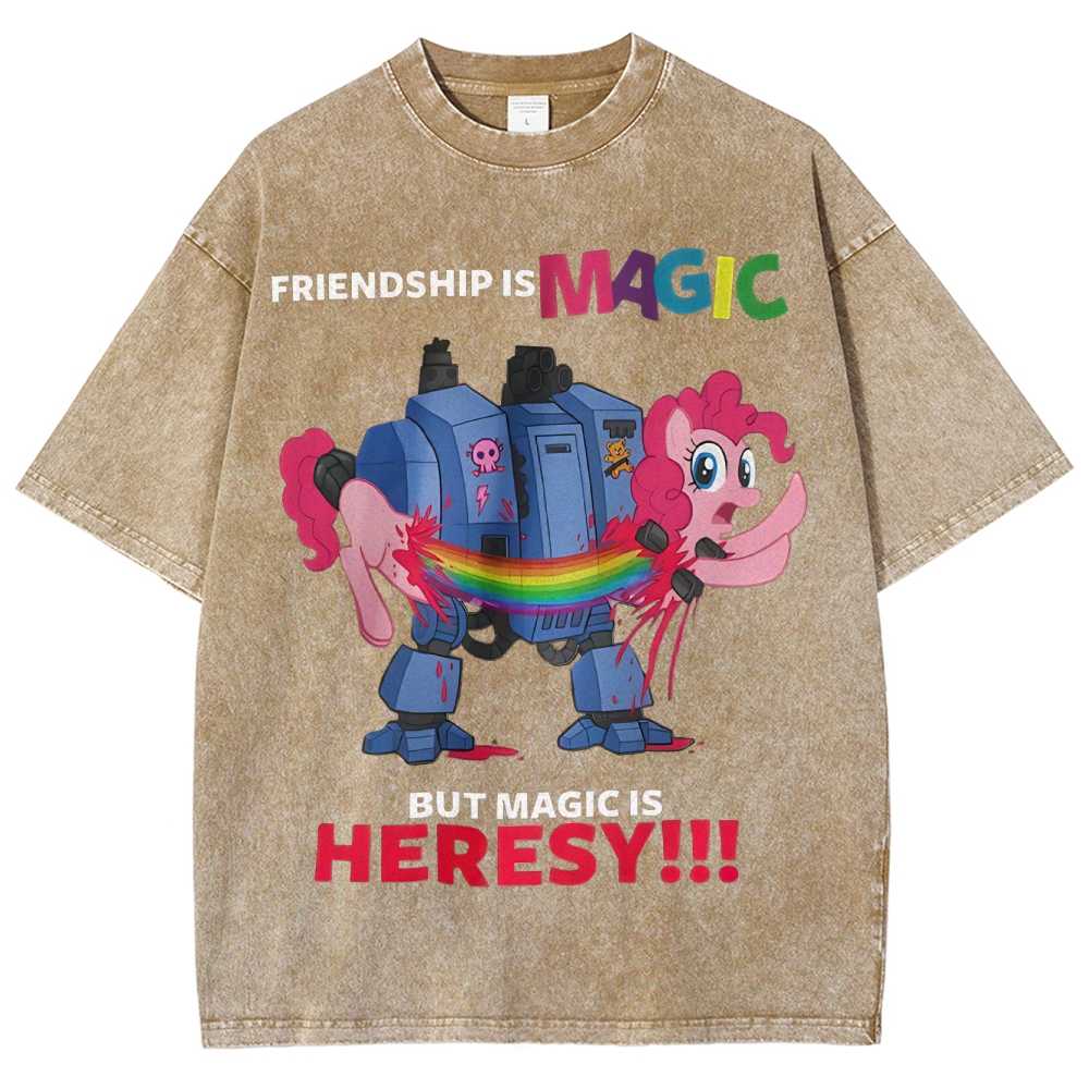 Warhammer 40K & My Little Pony Unisex Fit Washed T-Shirt 2603003572