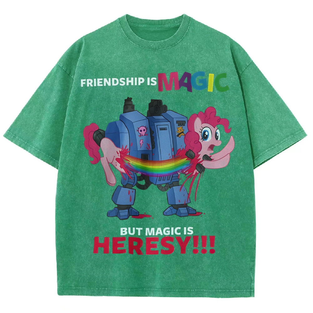 Warhammer 40K & My Little Pony Unisex Fit Washed T-Shirt 2603003572
