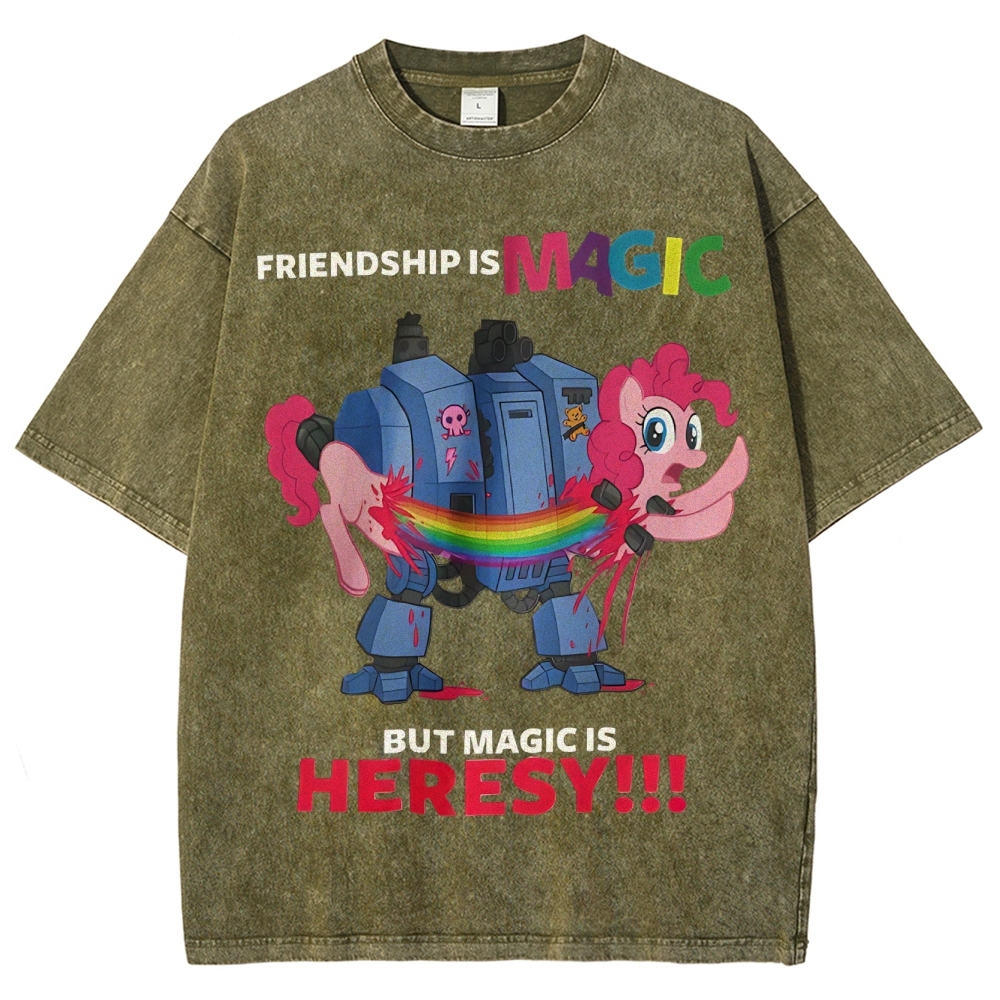 Warhammer 40K & My Little Pony Unisex Fit Washed T-Shirt 2603003572