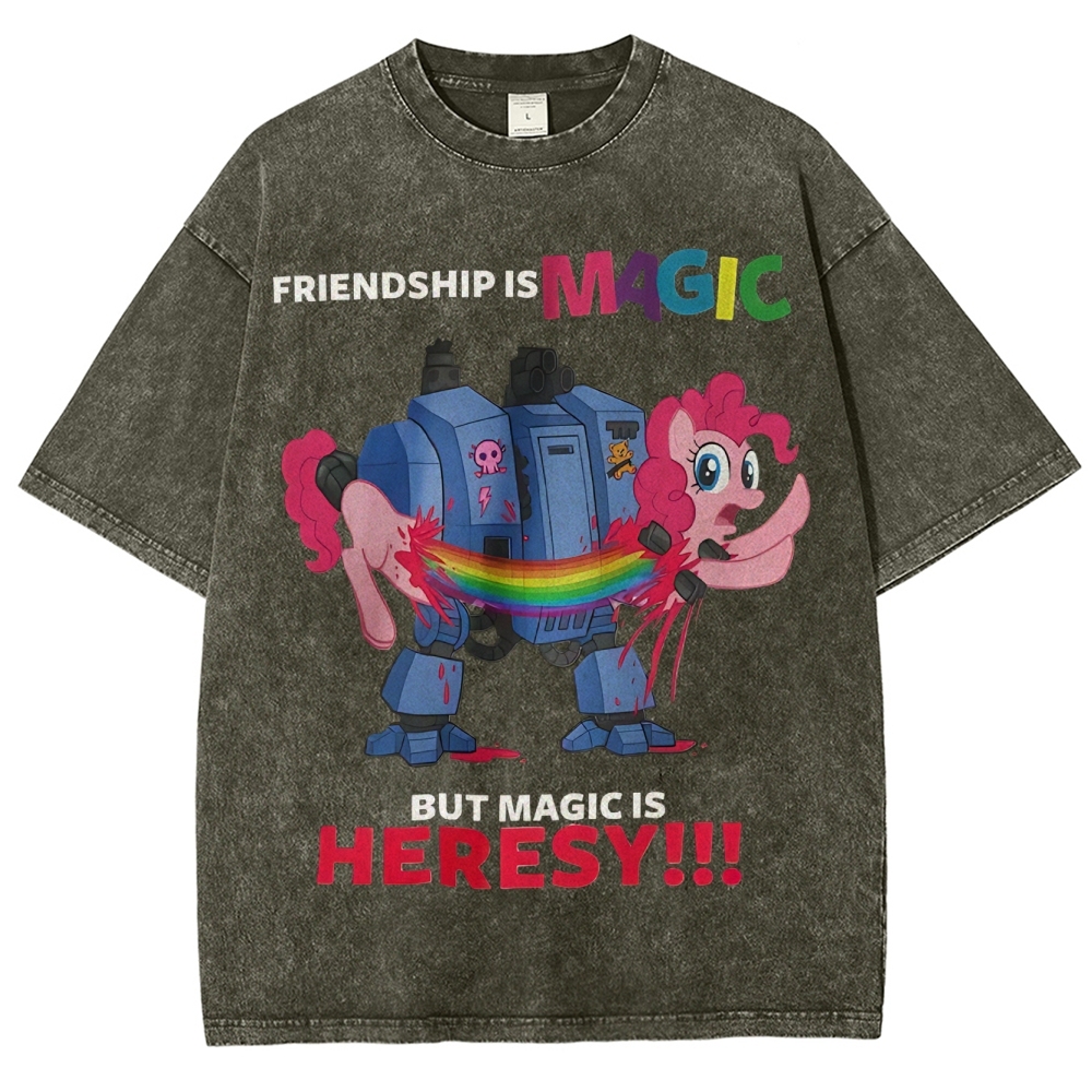 Warhammer 40K & My Little Pony Unisex Fit Washed T-Shirt 2603003572