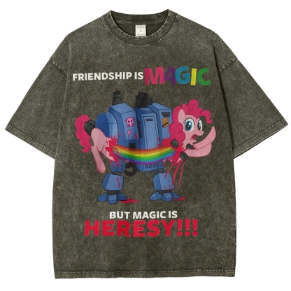 Warhammer 40K & My Little Pony Unisex Fit Washed T-Shirt 2603003572