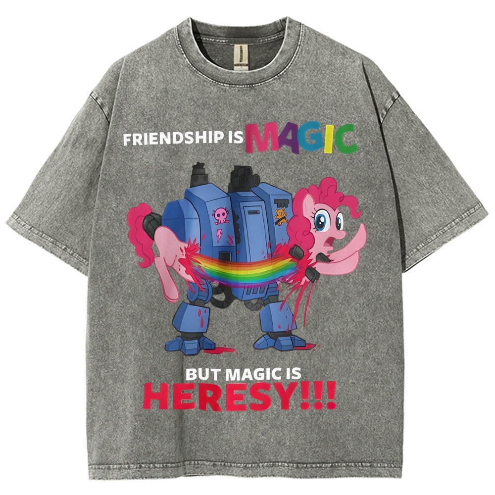 Warhammer 40K & My Little Pony Unisex Fit Washed T-Shirt 2603003572