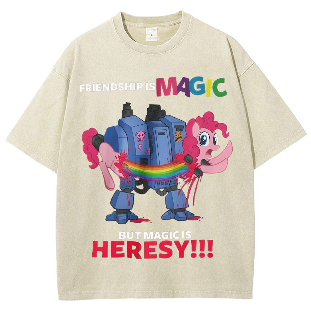 Warhammer 40K & My Little Pony Unisex Fit Washed T-Shirt 2603003572