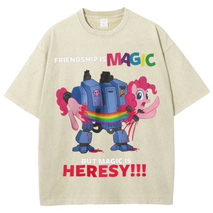 Warhammer 40K & My Little Pony Unisex Fit Washed T-Shirt 2603003572