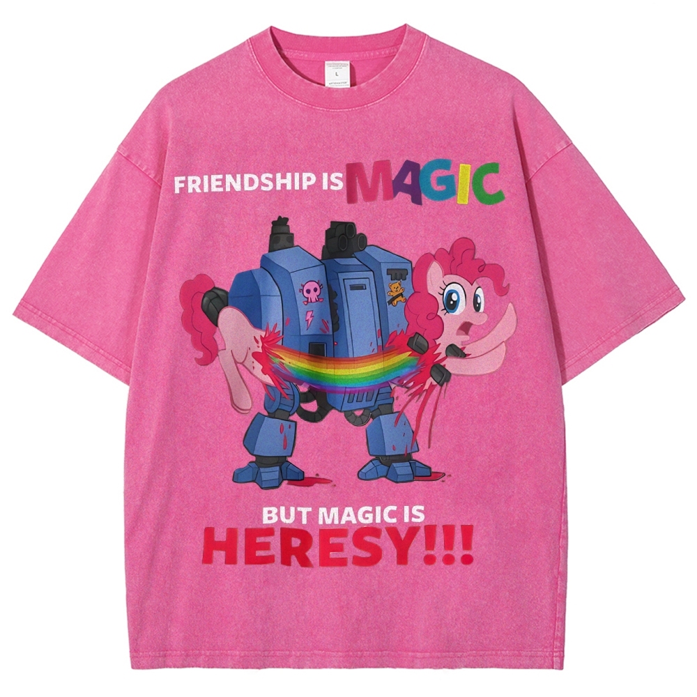 Warhammer 40K & My Little Pony Unisex Fit Washed T-Shirt 2603003572