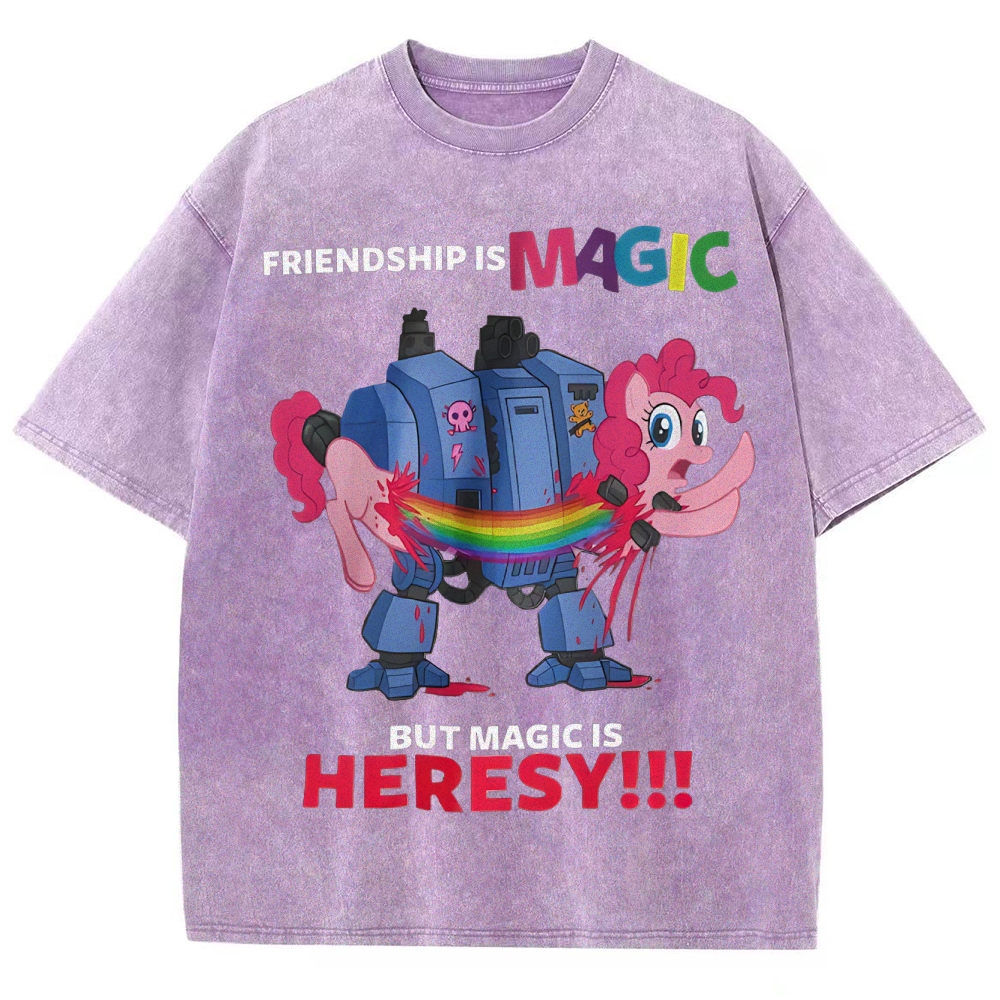 Warhammer 40K & My Little Pony Unisex Fit Washed T-Shirt 2603003572