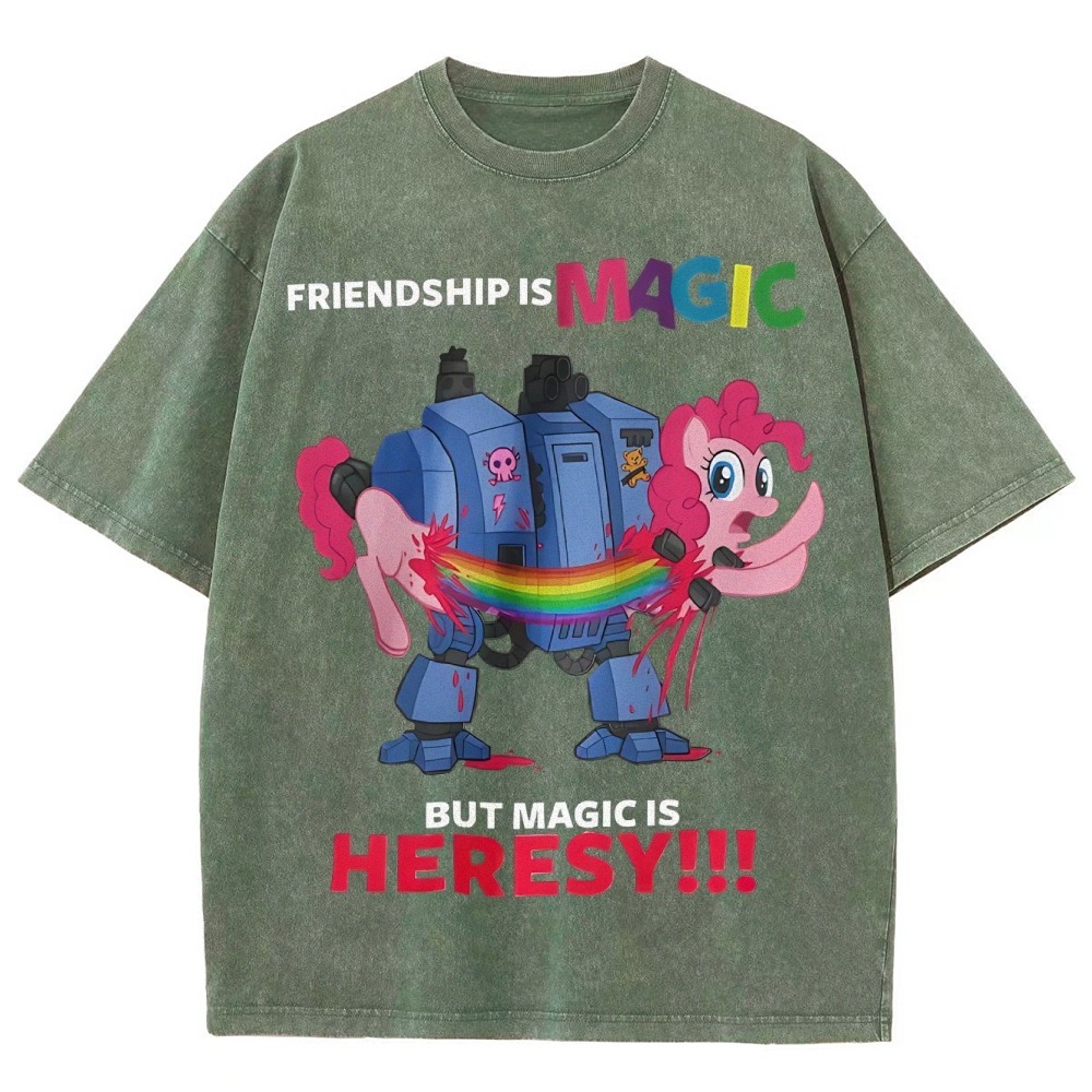 Warhammer 40K & My Little Pony Unisex Fit Washed T-Shirt 2603003572