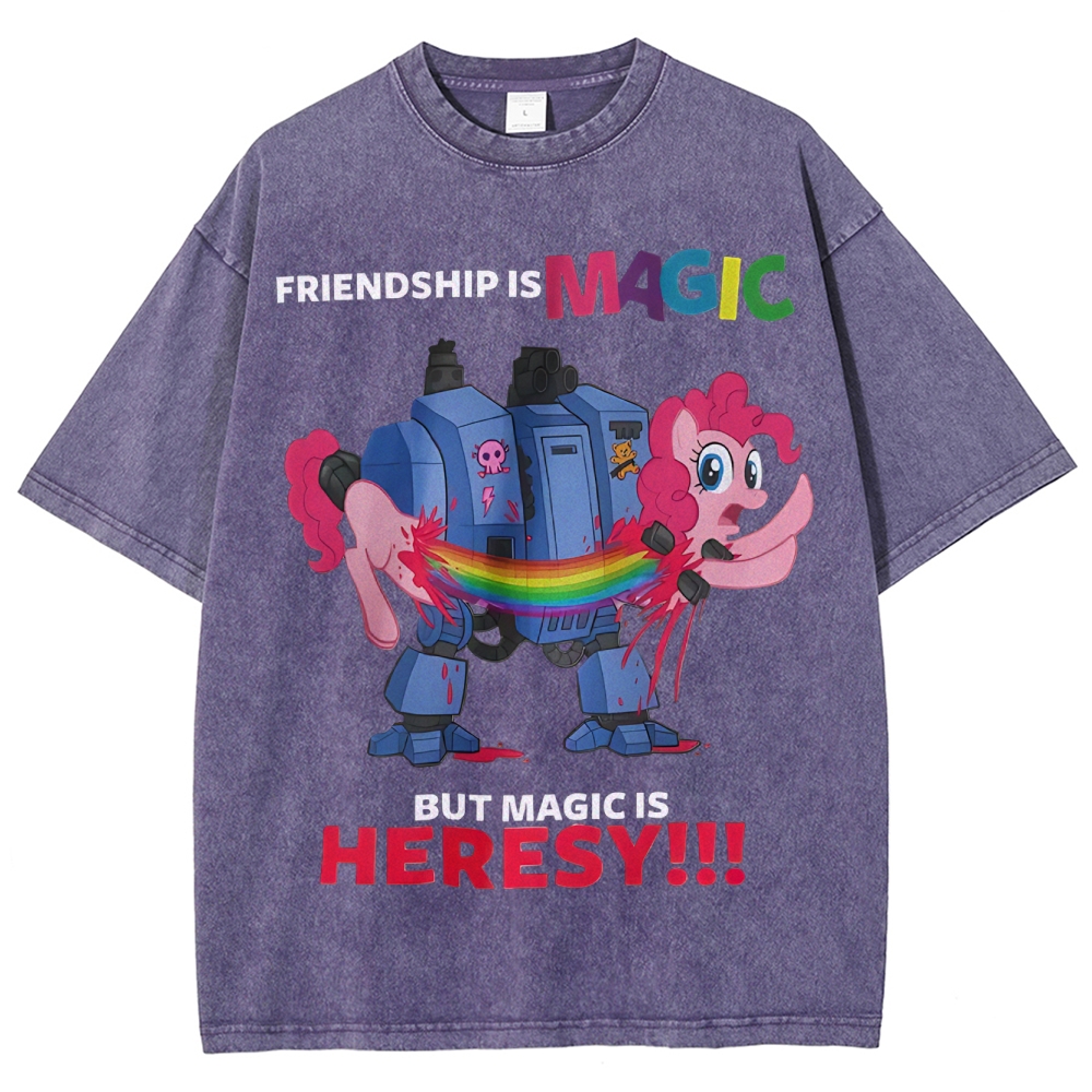 Warhammer 40K & My Little Pony Unisex Fit Washed T-Shirt 2603003572