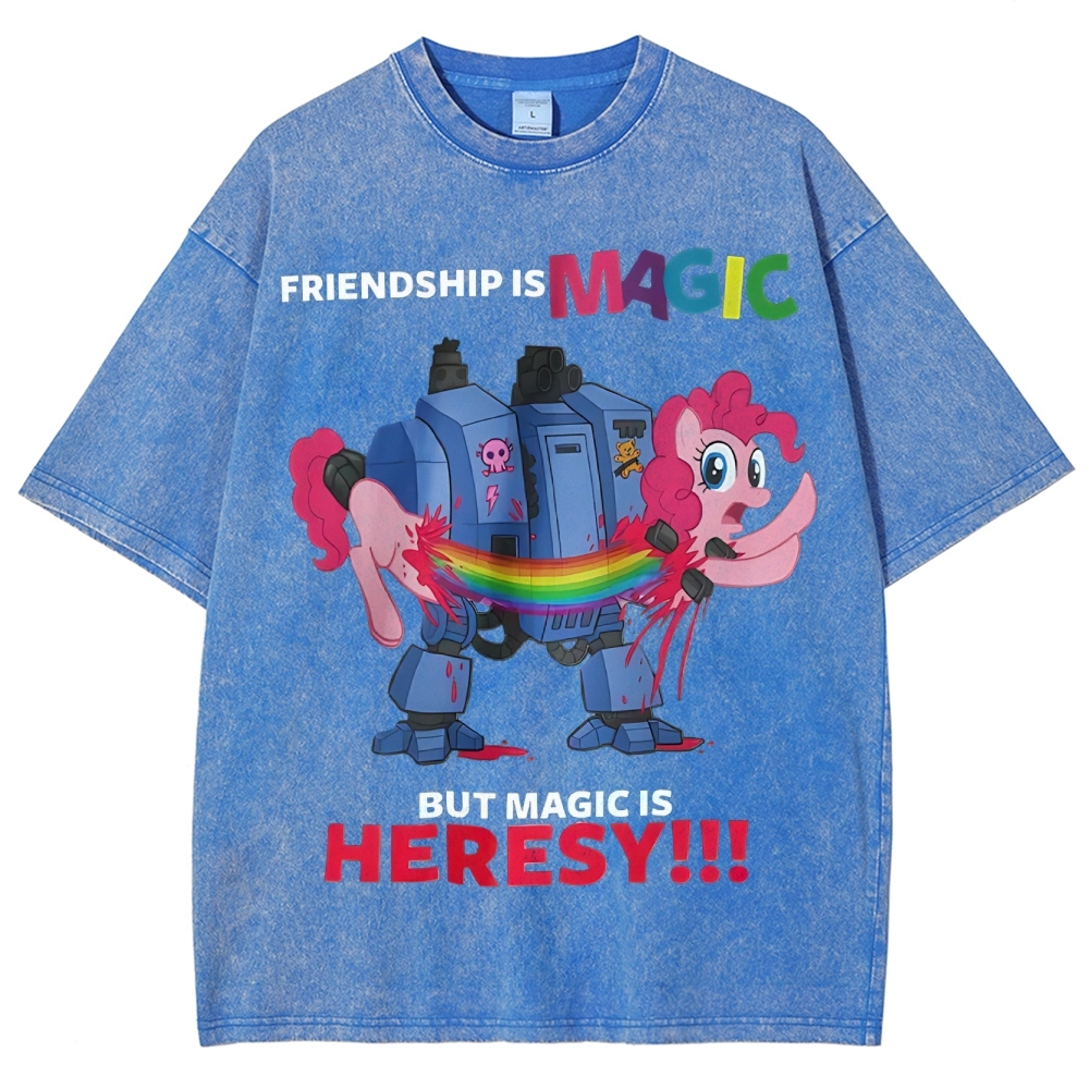 Warhammer 40K & My Little Pony Unisex Fit Washed T-Shirt 2603003572