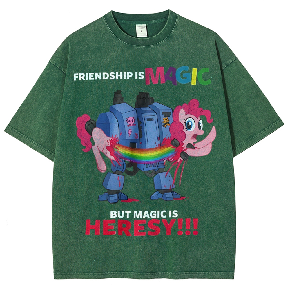 Warhammer 40K & My Little Pony Unisex Fit Washed T-Shirt 2603003572