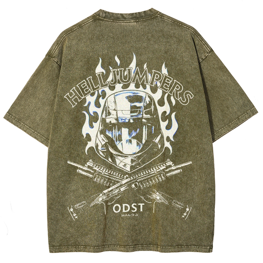 Halo Helljumpers Printed Unisex Washed T-Shirt