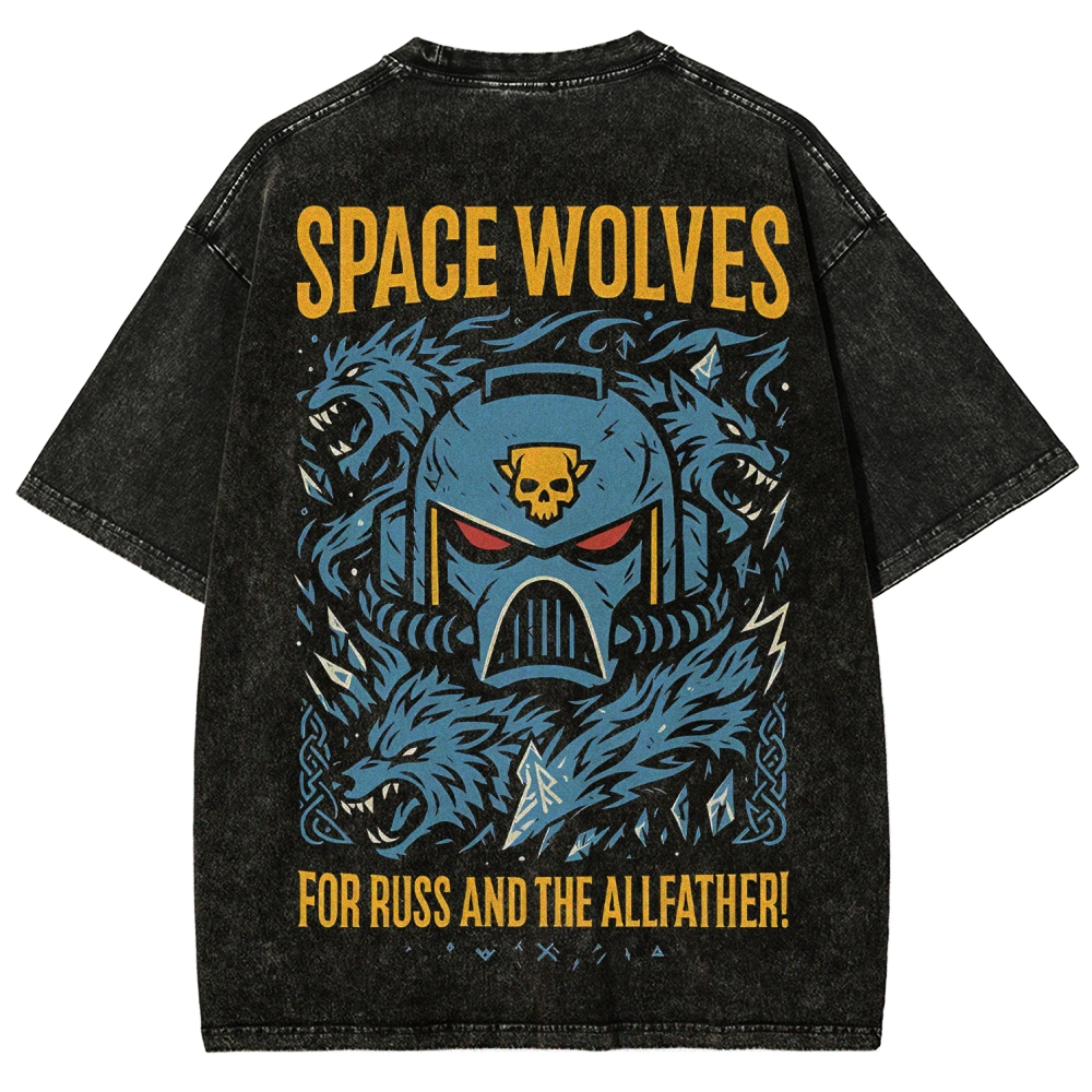 Warhammer 40K Space Wolves Printed Unisex Washed T-Shirt