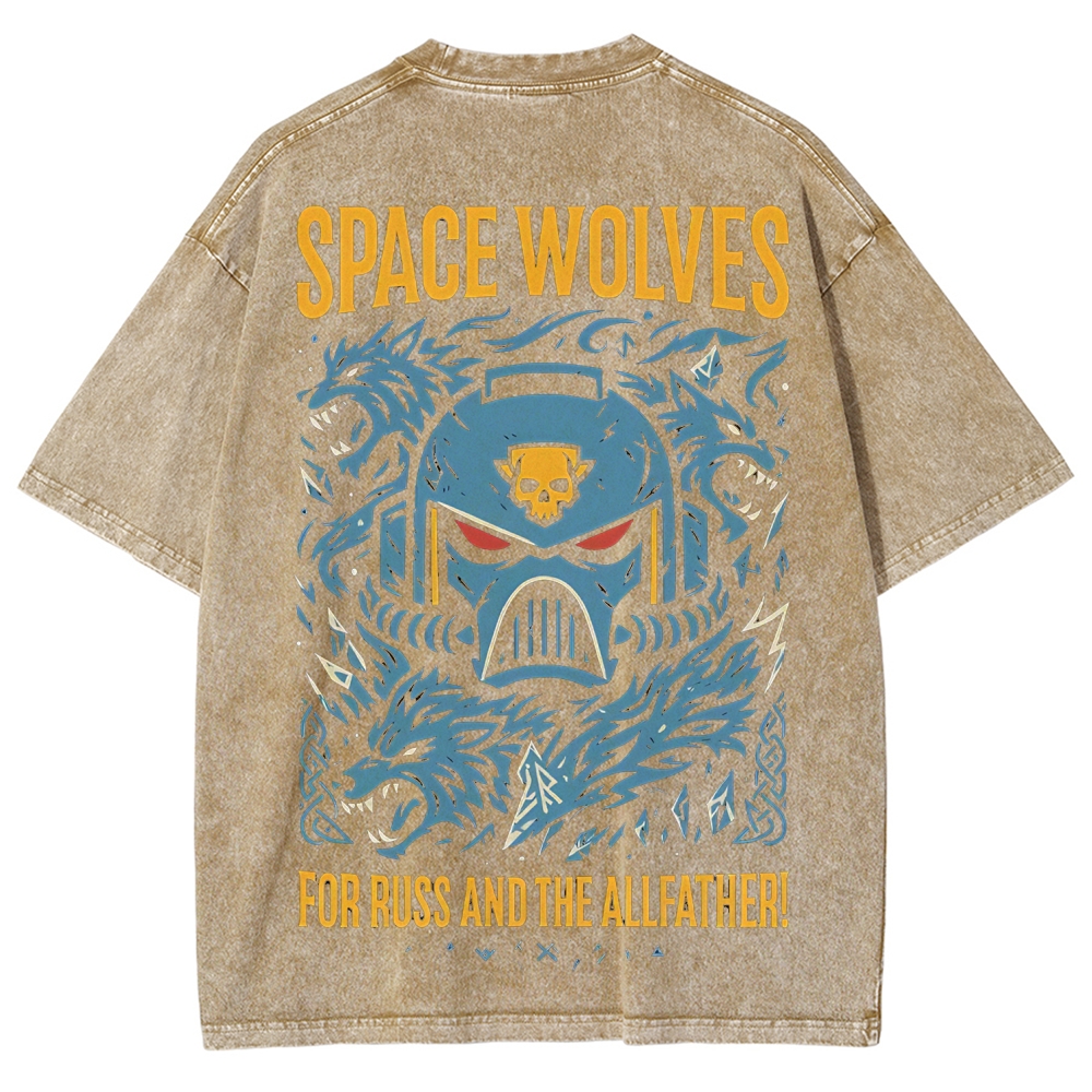 Warhammer 40K Space Wolves Printed Unisex Washed T-Shirt
