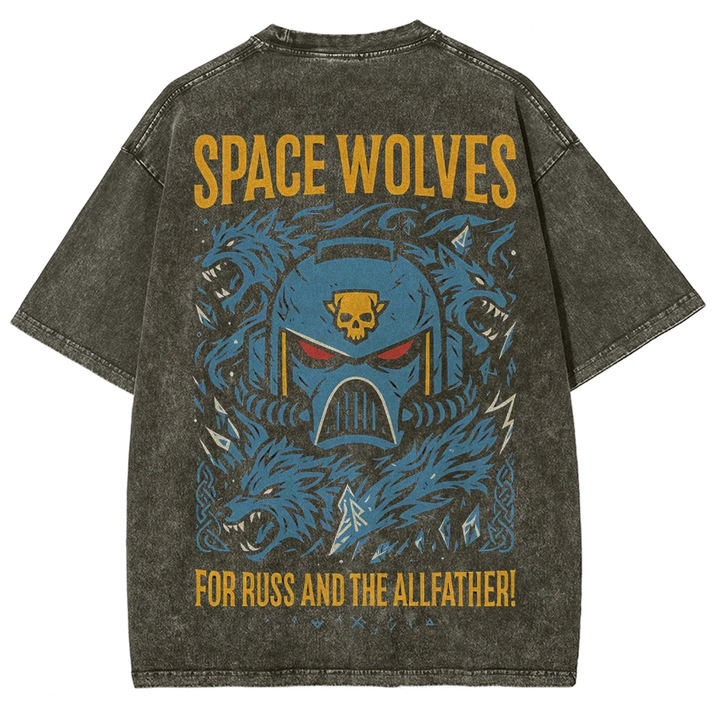 Warhammer 40K Space Wolves Printed Unisex Washed T-Shirt