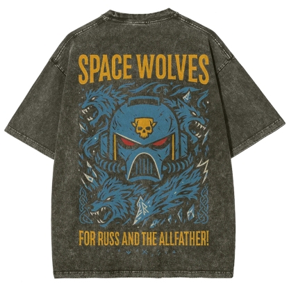 Warhammer 40K Space Wolves Printed Unisex Washed T-Shirt