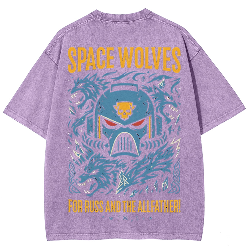 Warhammer 40K Space Wolves Printed Unisex Washed T-Shirt