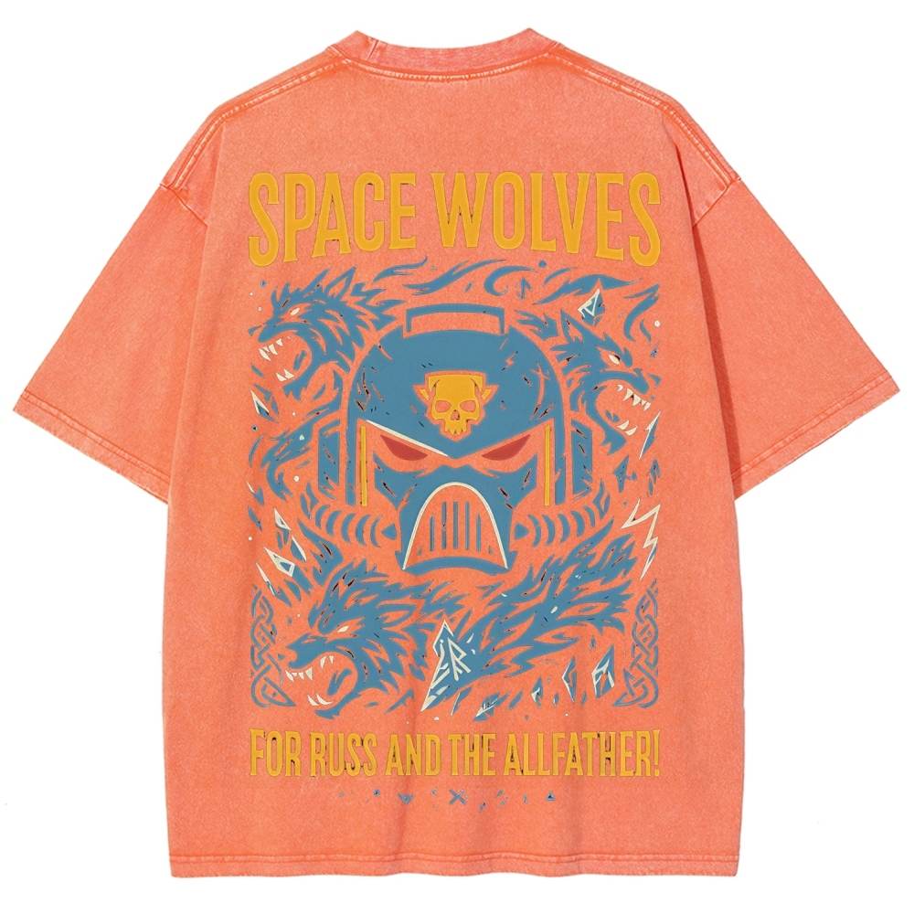 Warhammer 40K Space Wolves Printed Unisex Washed T-Shirt