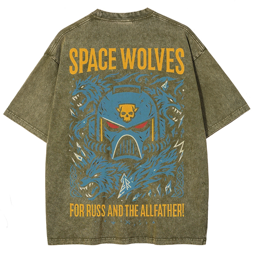 Warhammer 40K Space Wolves Printed Unisex Washed T-Shirt