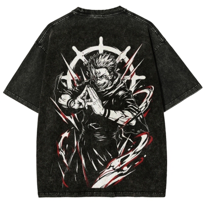 Jujutsu Kaisen Ryomen Sukuna Printed Unisex Washed T-Shirt