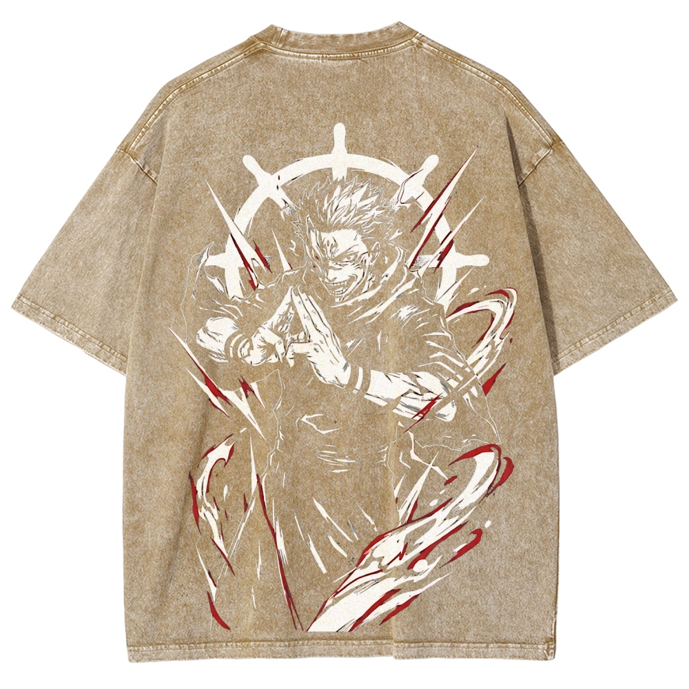 Jujutsu Kaisen Ryomen Sukuna Printed Unisex Washed T-Shirt