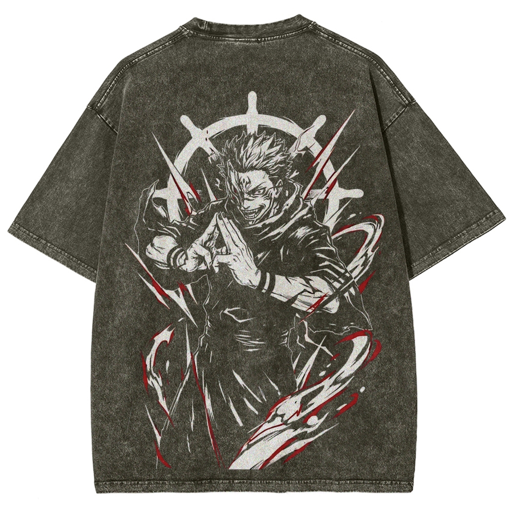 Jujutsu Kaisen Ryomen Sukuna Printed Unisex Washed T-Shirt
