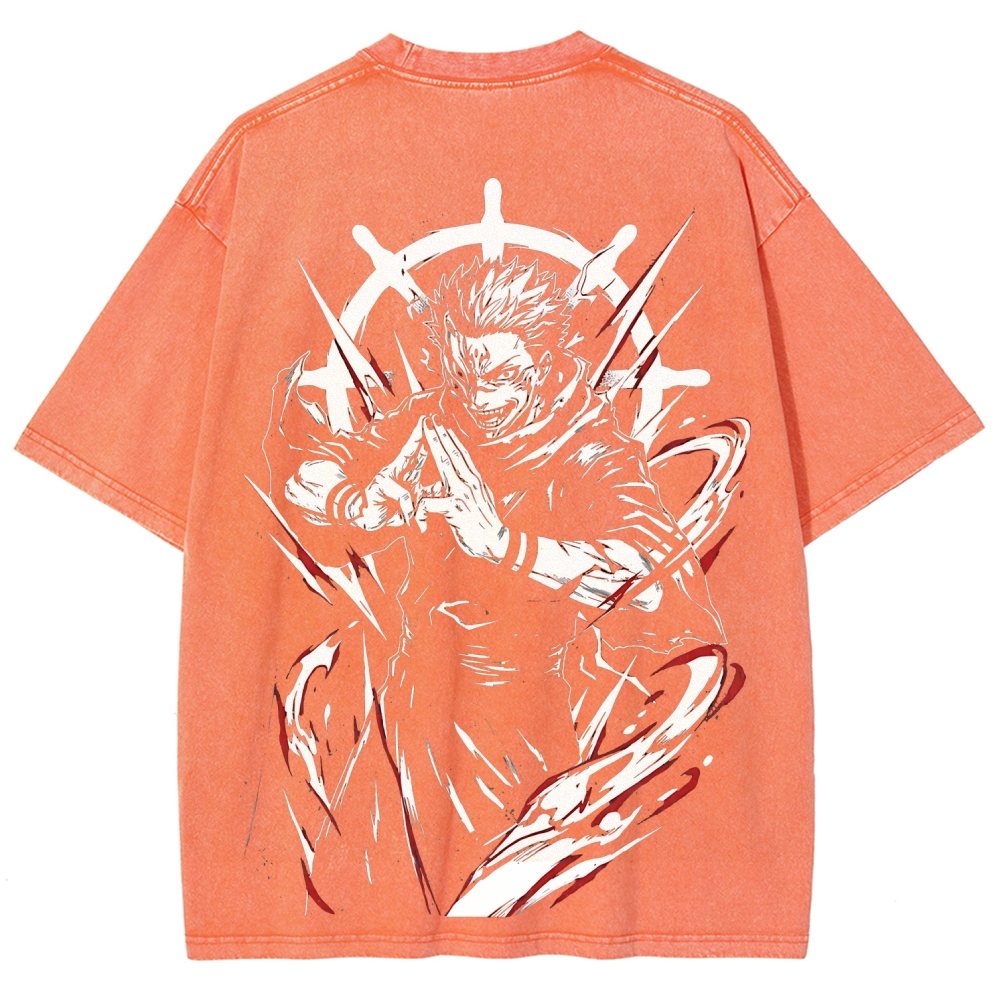 Jujutsu Kaisen Ryomen Sukuna Printed Unisex Washed T-Shirt