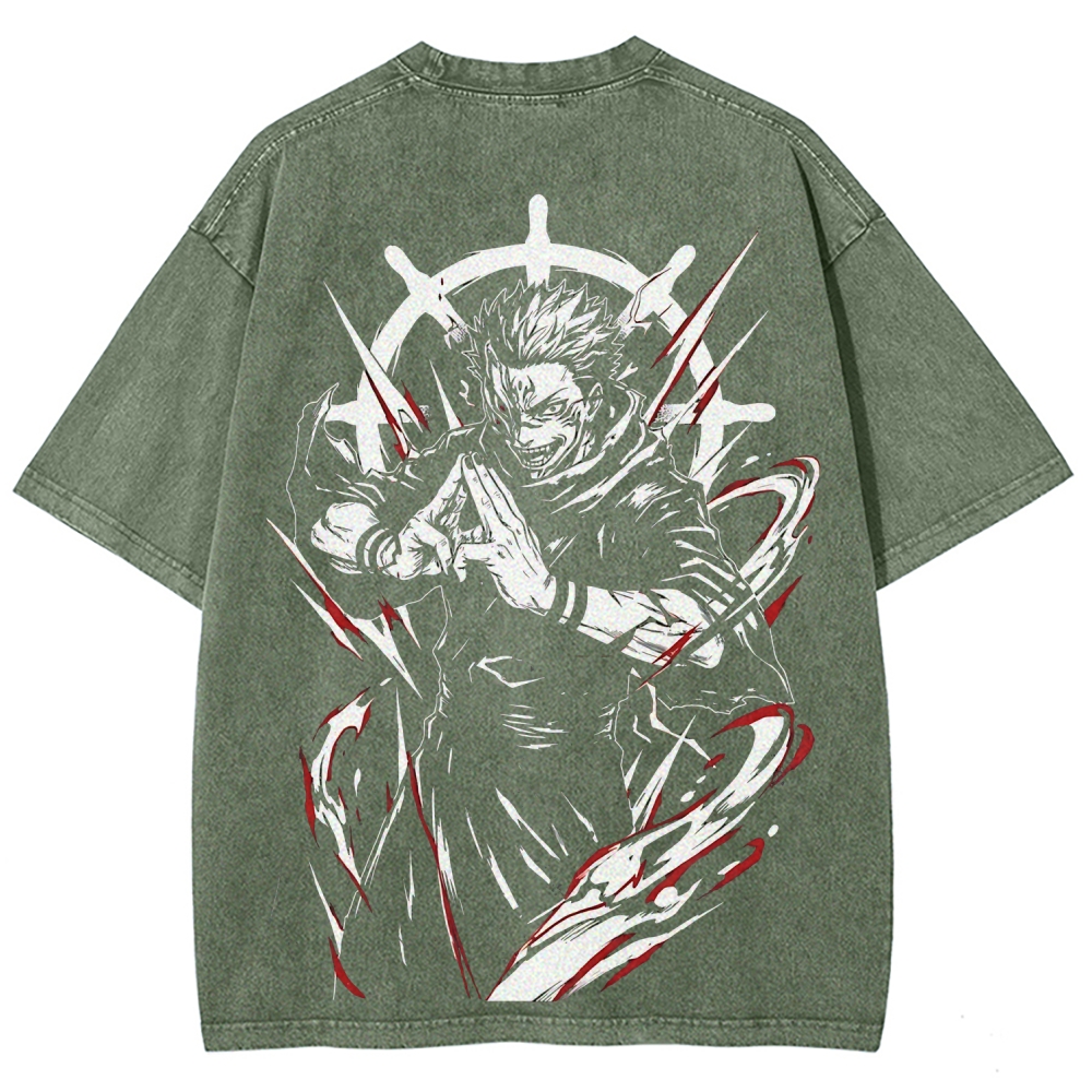 Jujutsu Kaisen Ryomen Sukuna Printed Unisex Washed T-Shirt