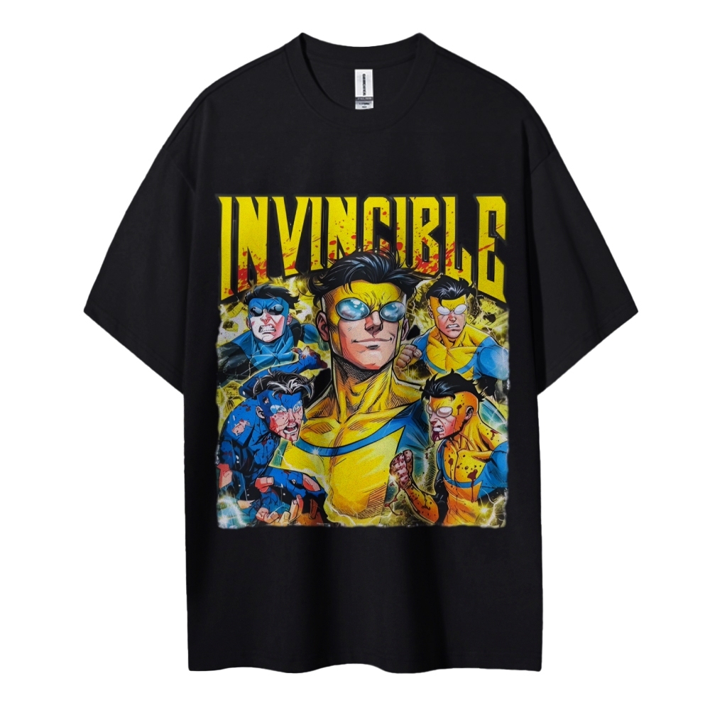 Invincible Cotton Unisex Crew Neck Anime T-shirt 2603006351