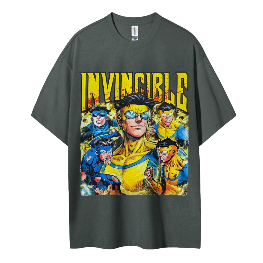 Invincible Cotton Unisex Crew Neck Anime T-shirt 2603006351