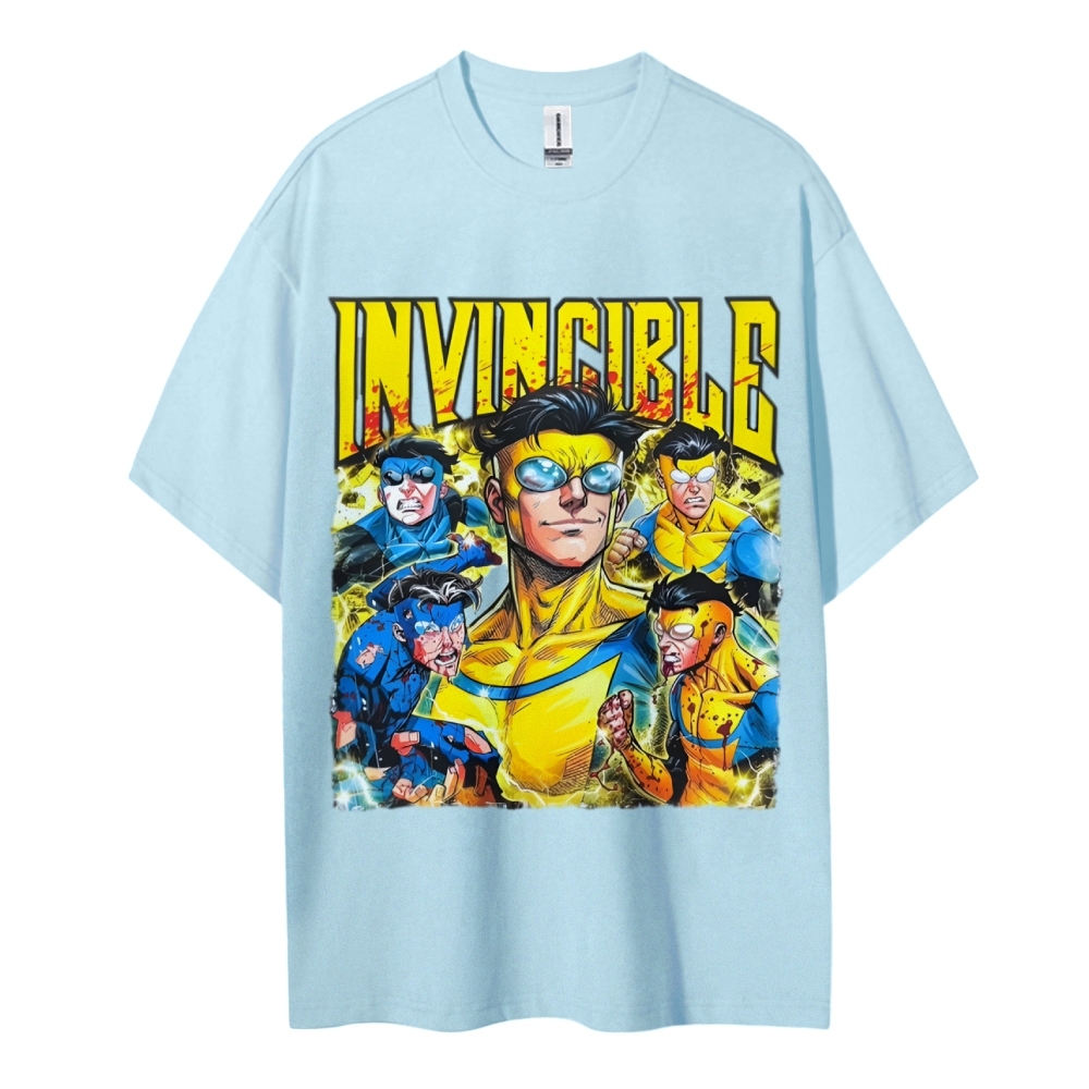Invincible Cotton Unisex Crew Neck Anime T-shirt 2603006351