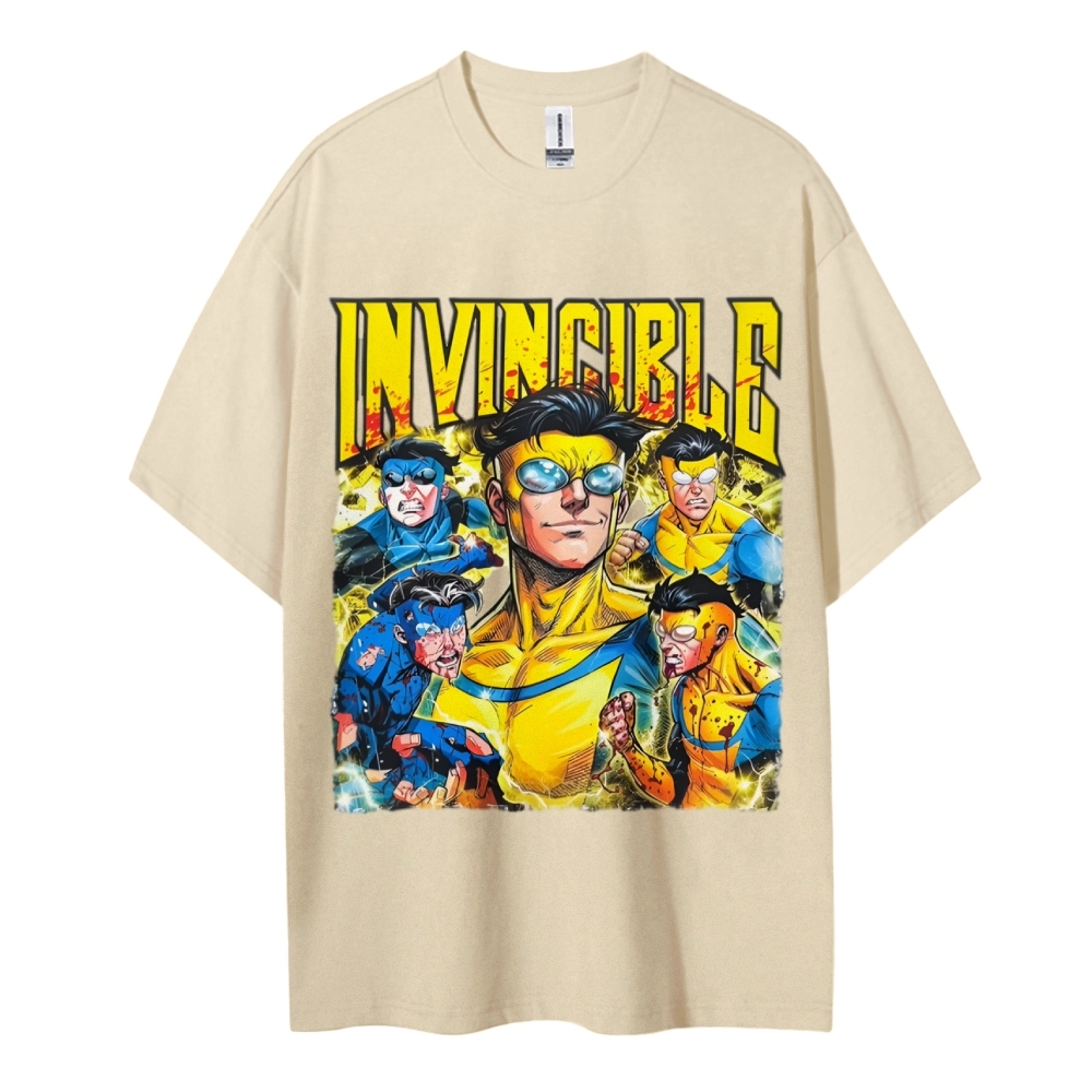 Invincible Cotton Unisex Crew Neck Anime T-shirt 2603006351
