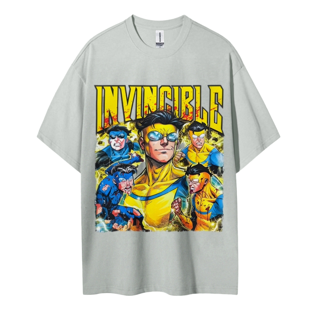 Invincible Cotton Unisex Crew Neck Anime T-shirt 2603006351
