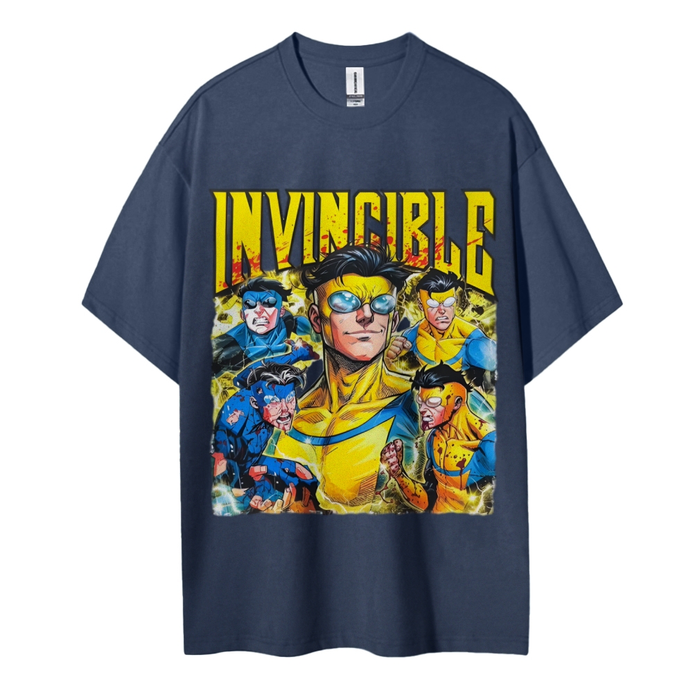 Invincible Cotton Unisex Crew Neck Anime T-shirt 2603006351
