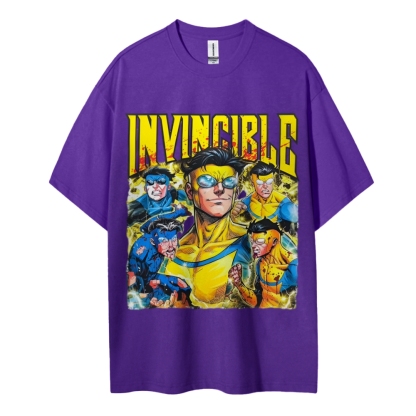 Invincible Cotton Unisex Crew Neck Anime T-shirt 2603006351