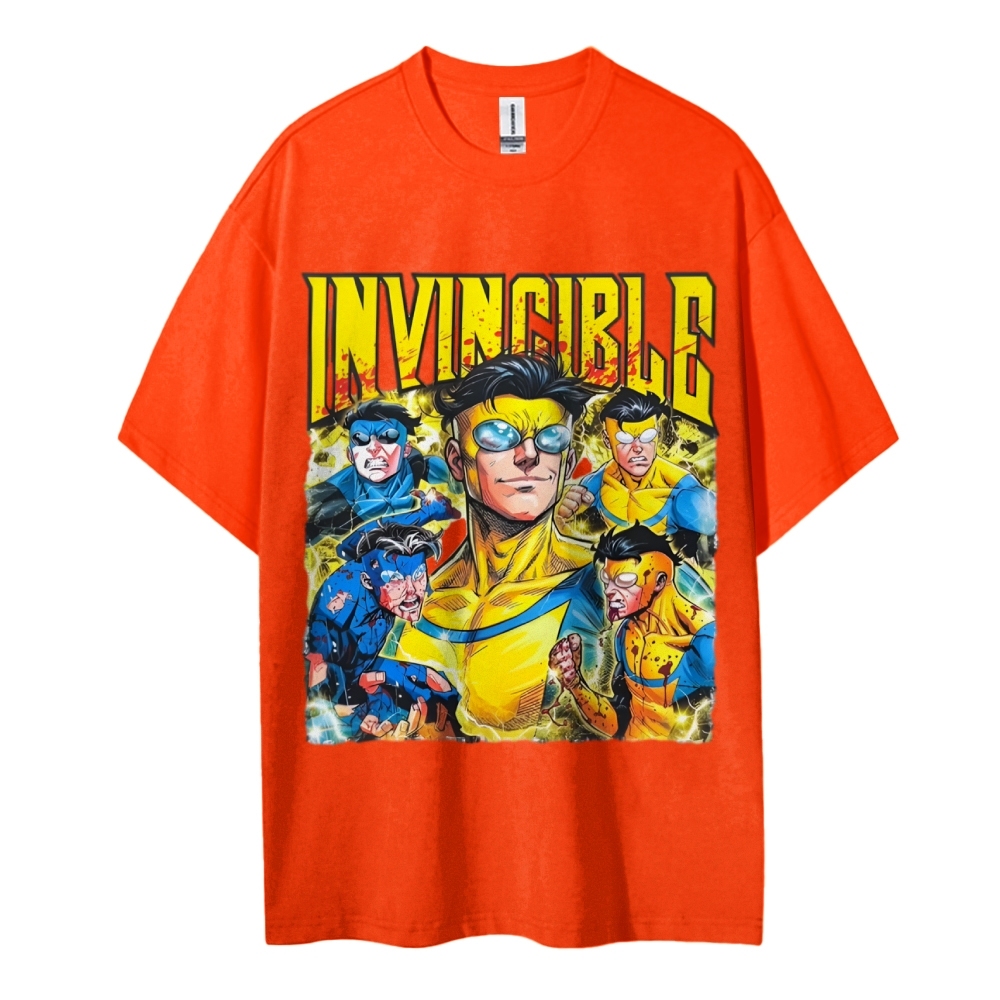 Invincible Cotton Unisex Crew Neck Anime T-shirt 2603006351