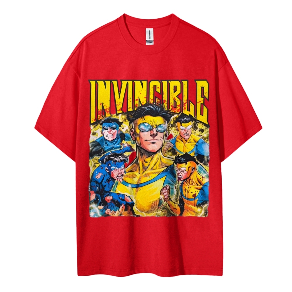 Invincible Cotton Unisex Crew Neck Anime T-shirt 2603006351