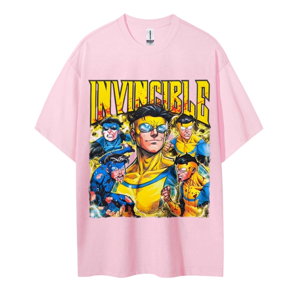 Invincible Cotton Unisex Crew Neck Anime T-shirt 2603006351