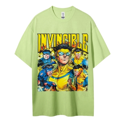 Invincible Cotton Unisex Crew Neck Anime T-shirt 2603006351